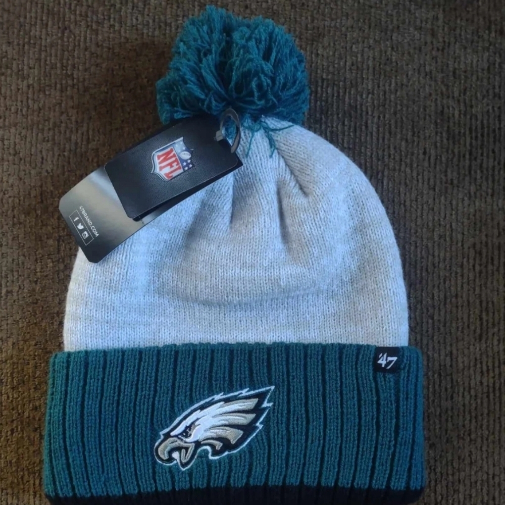 Philadelphia Eagles Men's 47Brand Beanie with Pom OSFM - Picture 2 of 2